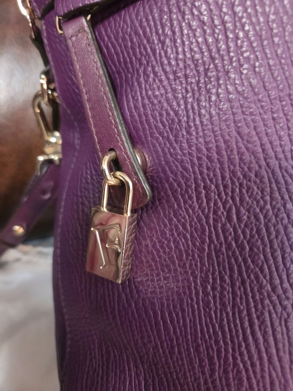Furla Leather Piper Satchel - Purple - EUC - Picture 16 of 16